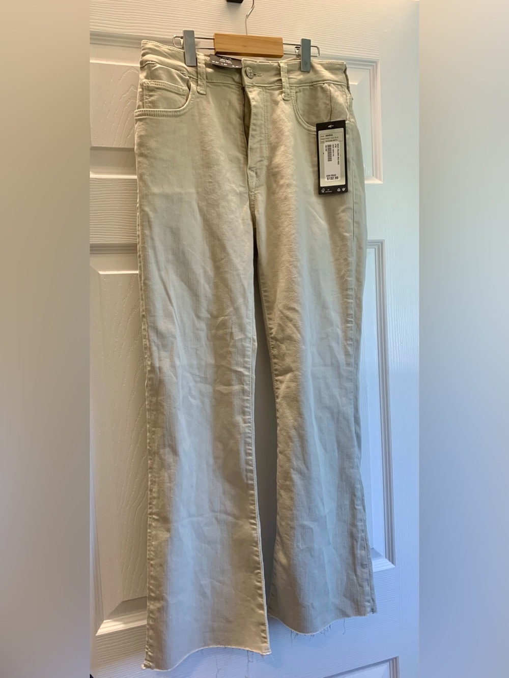 ANIKA Cream Wide-Leg Jeans with Raw Hem